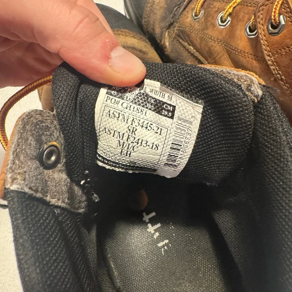 Carhartt Work Boots Men 11.5 M Brown Leather Composite Toe Well Worn